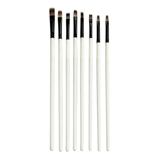 8-Piece Wooden Handle Watercolor Brush Set - Cream - COI0001 product image